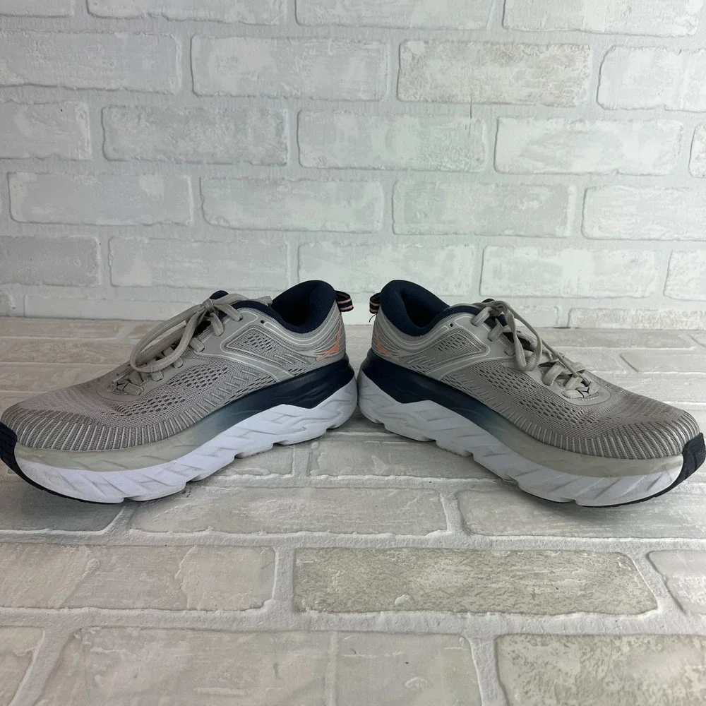 Hoka One One Bondi‎ 7 Sneakers Womens Running Shoes Lunar Rock Blue Cushioned